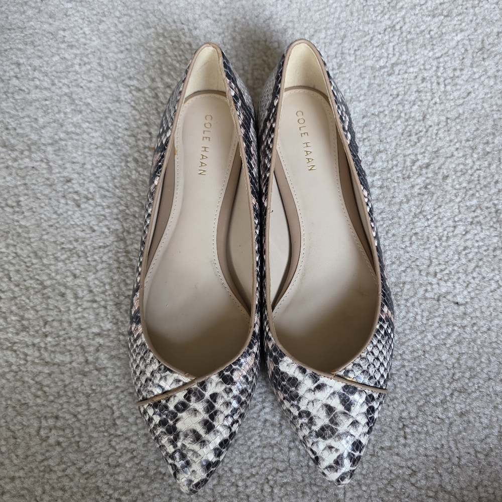 Cole Haan Women's Black and White Snakeskin Flats
